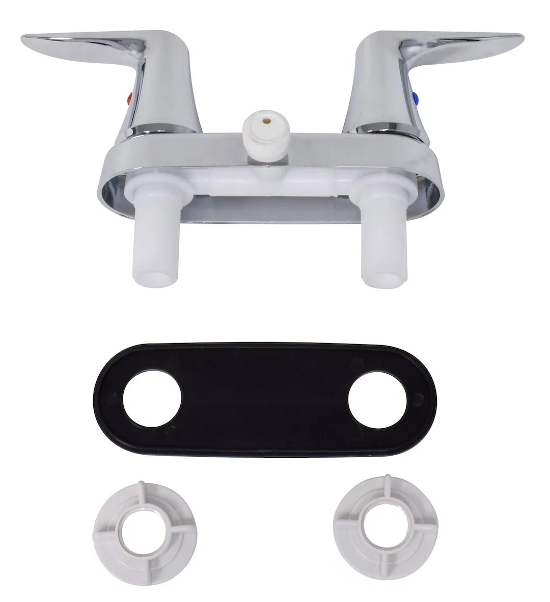 PF223304 – VALTERRA LLC Shower Control Valve, 2 Valve Single Piece Wall Mount 4 Inch 2 Lever Handles Chrome Plated Pl...